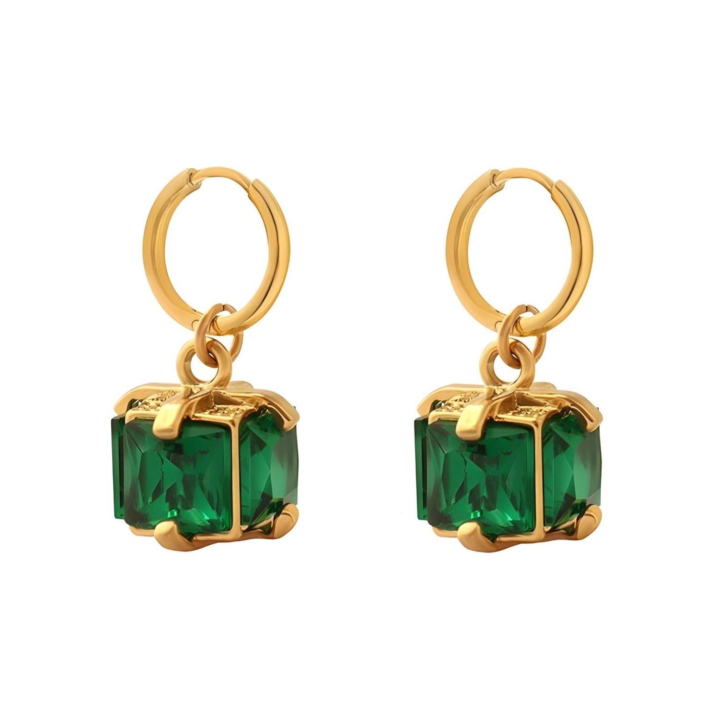 Emerald Hoop Earrings