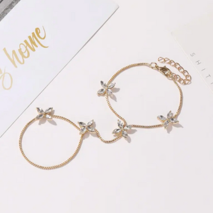 Flower Ring Chain Bracelet | Gold