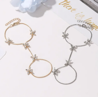 Flower Ring Chain Bracelet | Gold